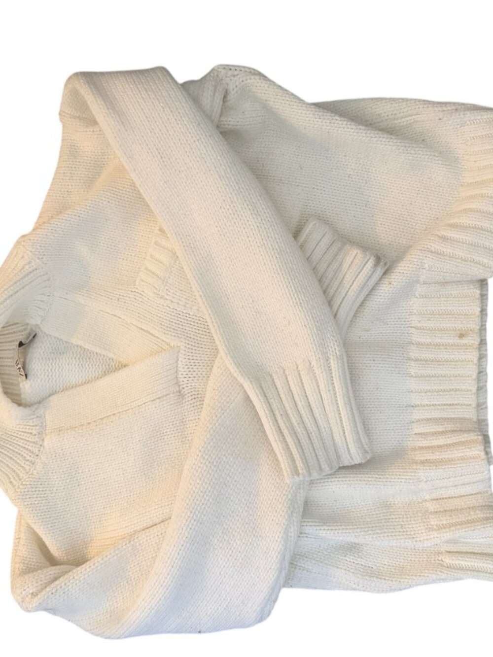 ZARA Size Extra Large (XL) Ivory White Knit Cardigan Ribbed Cuffs Open Front